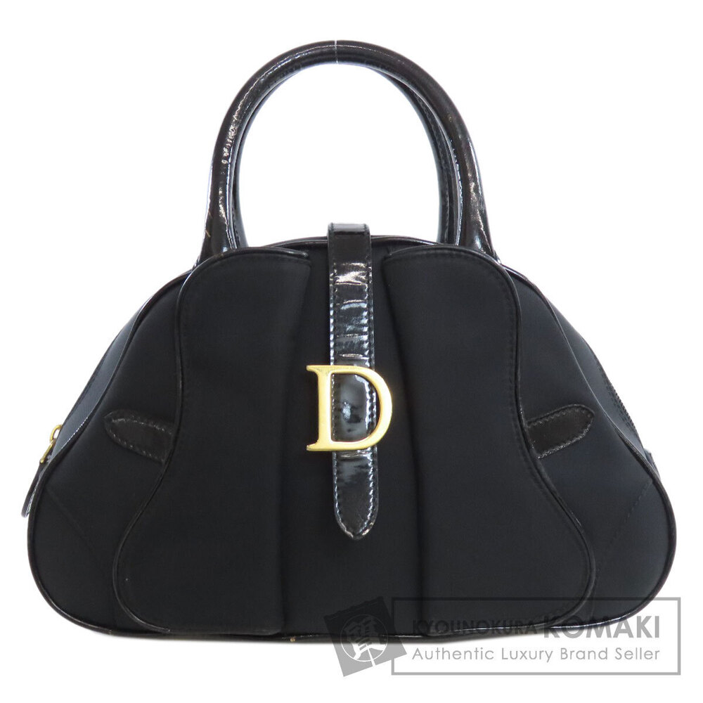 Christian Dior logo handbag Leather Black